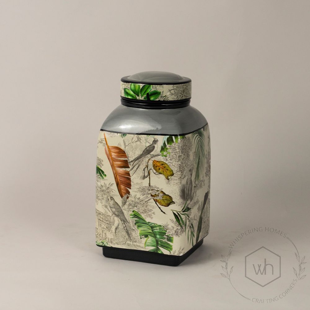 Ceramic Jar with Lid - Large White Background