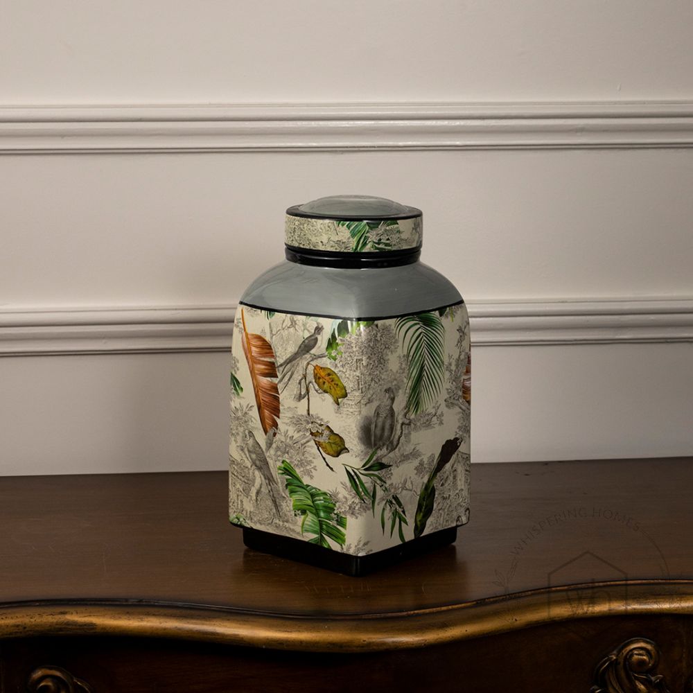 Ceramic Jar with Lid - Large White Background