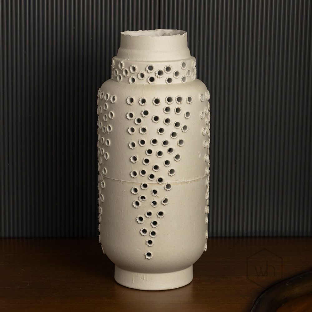 Ceramic Vase with Cutout Pattern Black Background