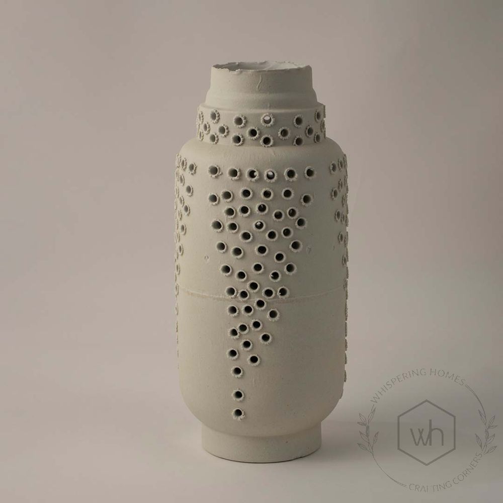 Ceramic Vase with Cutout Pattern White Background