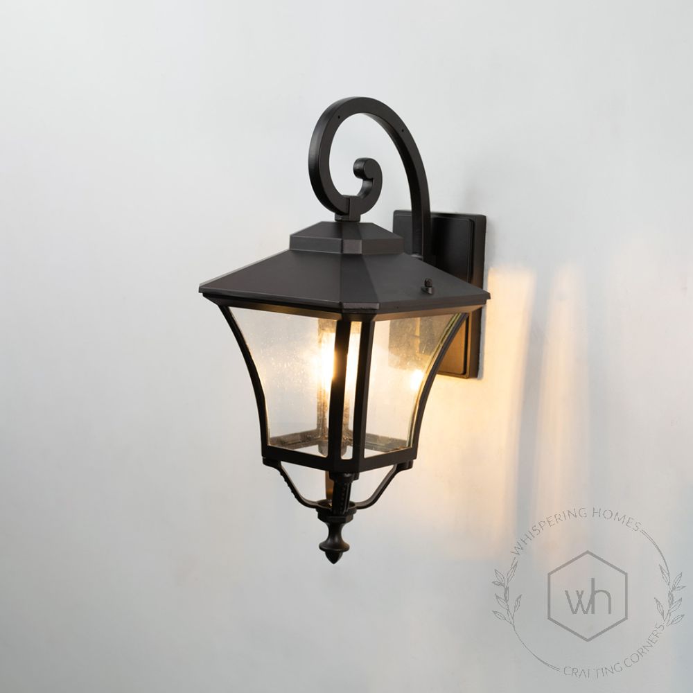 Mandible Outdoor Wall Light - Dark Brown Light On White Background