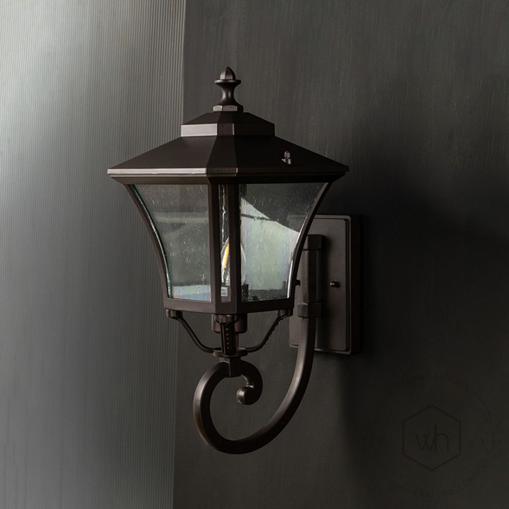 Chamber Outdoor Wall Light - Dark Brown Light Off Black Background