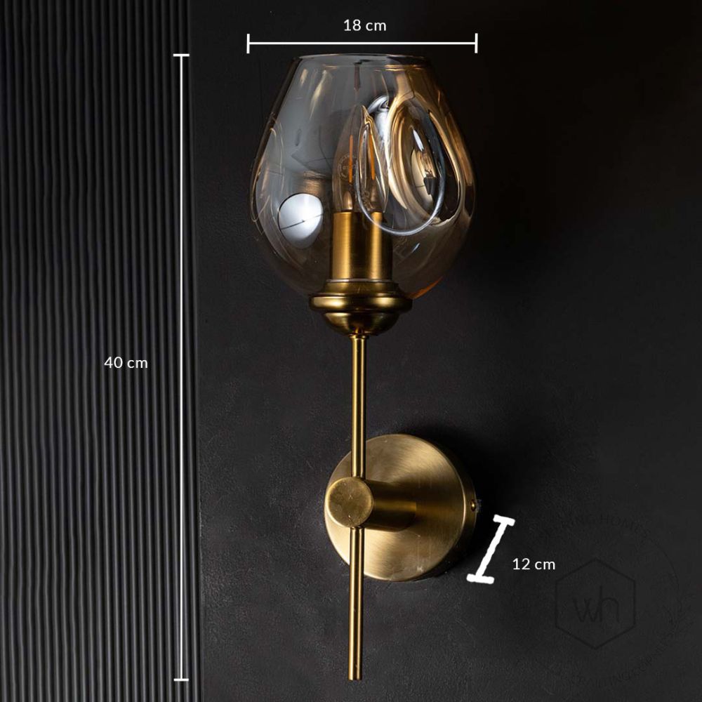 Champagne Halogen Round Shade Golden Wall Lamp Dimensions