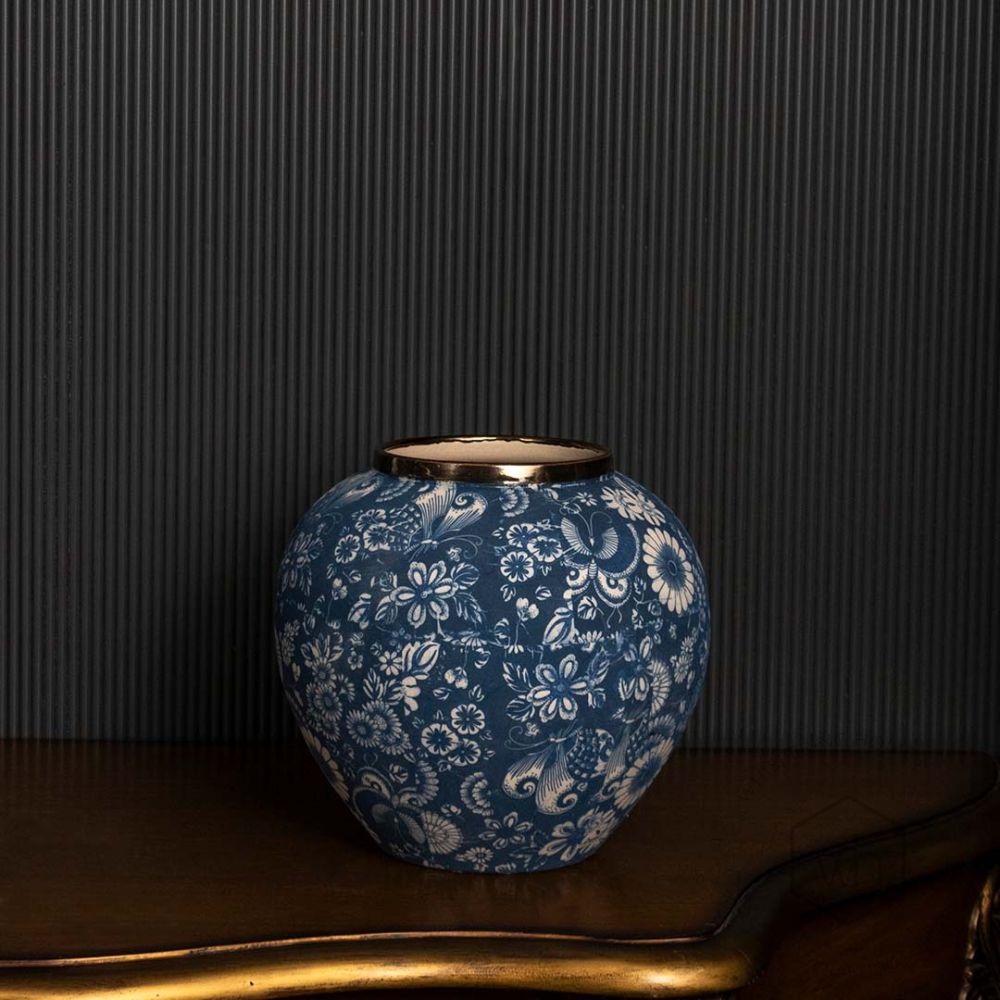 Chinese Blue Retro Vase - Small Black Background