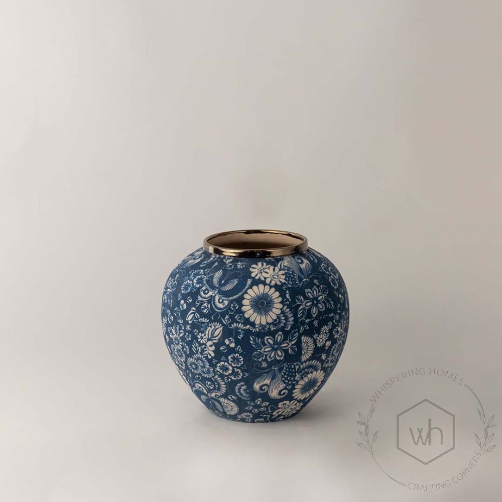 Chinese Blue Retro Vase - Small White Background