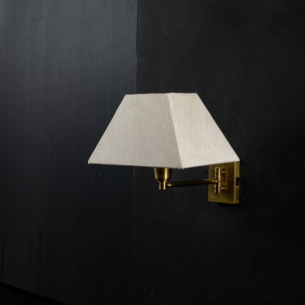 Classy Golden Antique Bedside Wall Sconce Light Off Black Background