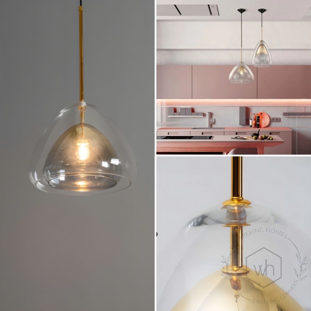 Clear Glass Dome Shape Hanging Pendant Lamp Lifestyle