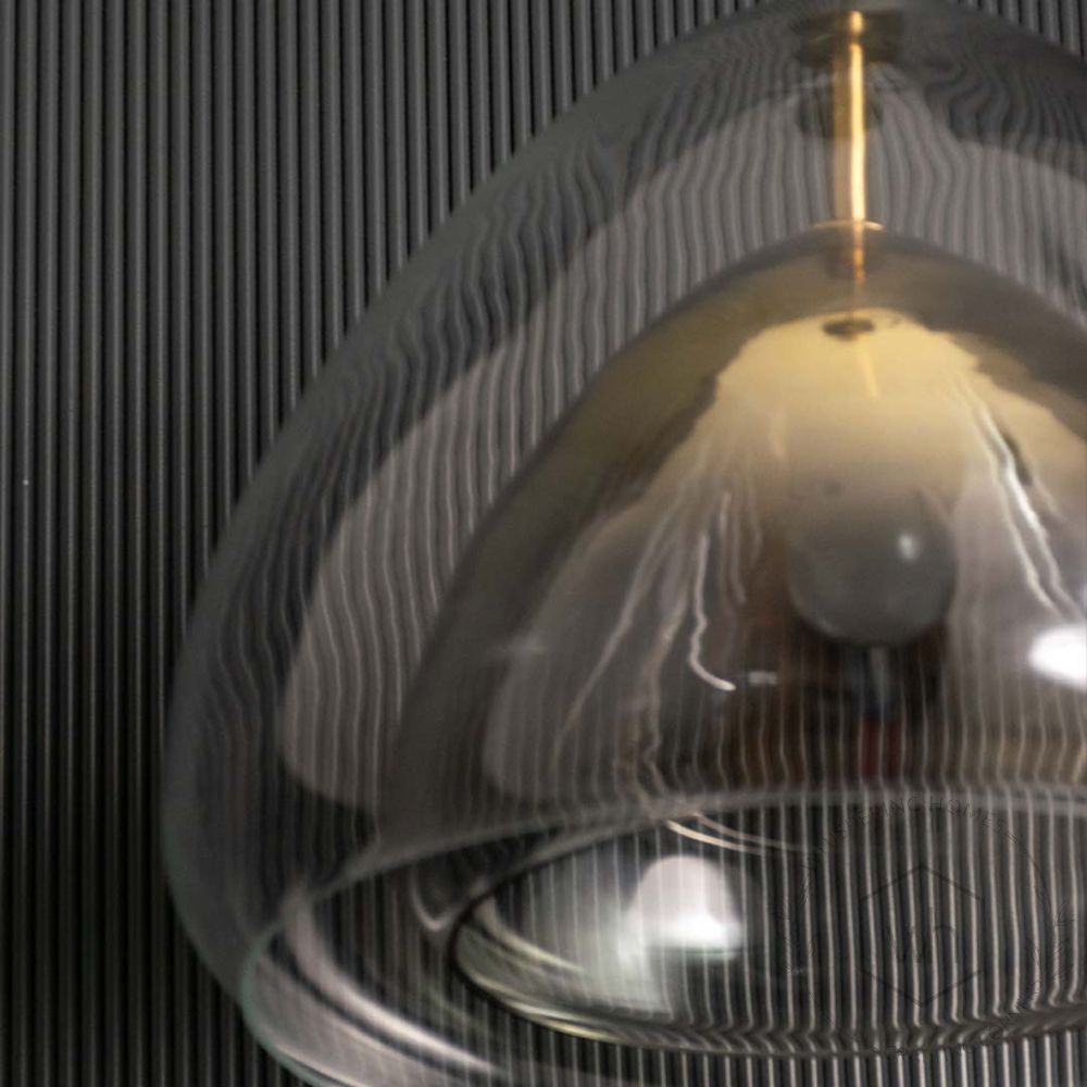 Clear Glass Dome Shape Hanging Pendant Lamp Closeup