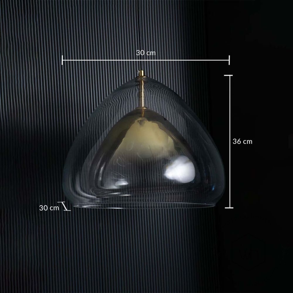 Clear Glass Dome Shape Hanging Pendant Lamp Dimensions