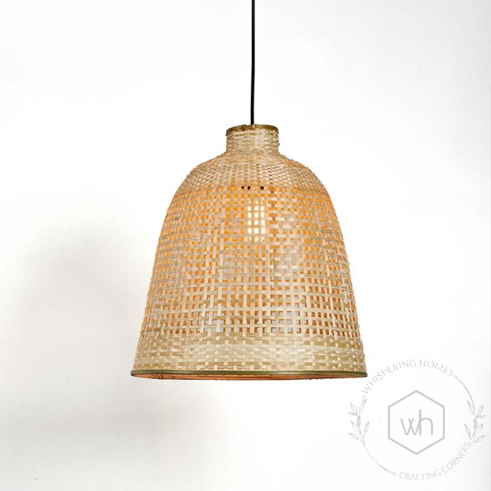 Cloche Shaped Bamboo Hanging Lamp
