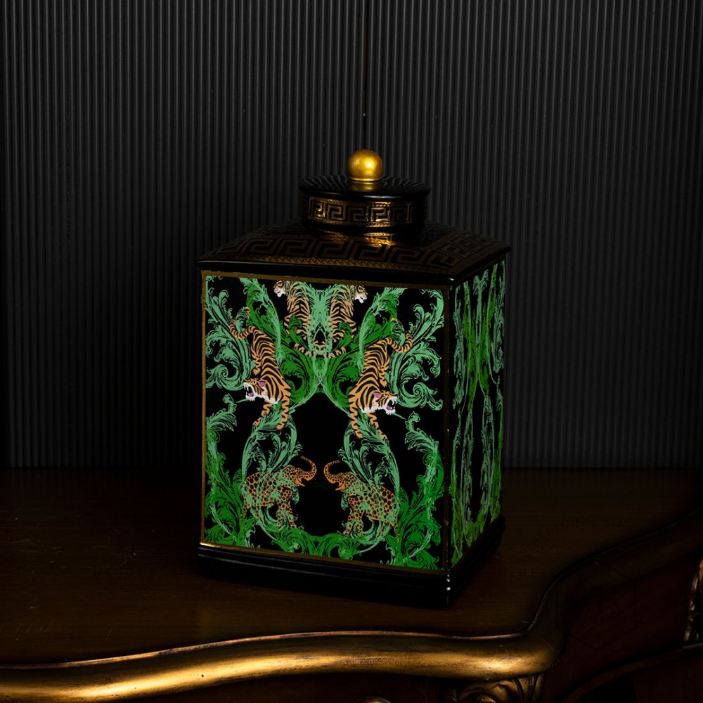 Cloisonne Opium Jar - Large Black Background