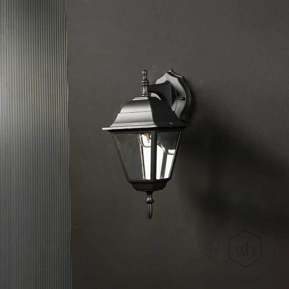 Coach Lantern Outdoor Wall Light - Small Light Off Black Background