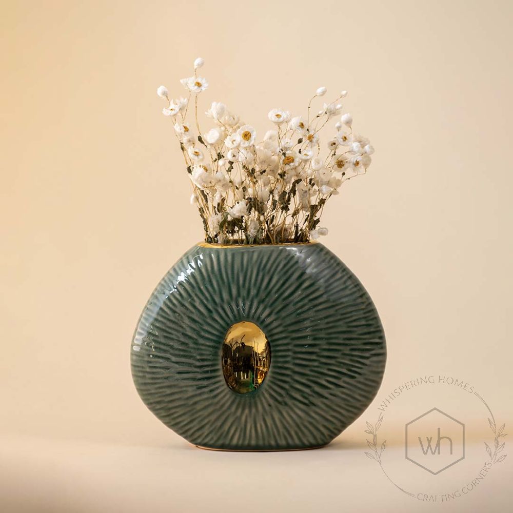 Modern Decorative Blue-Golden Ceramic Vase 