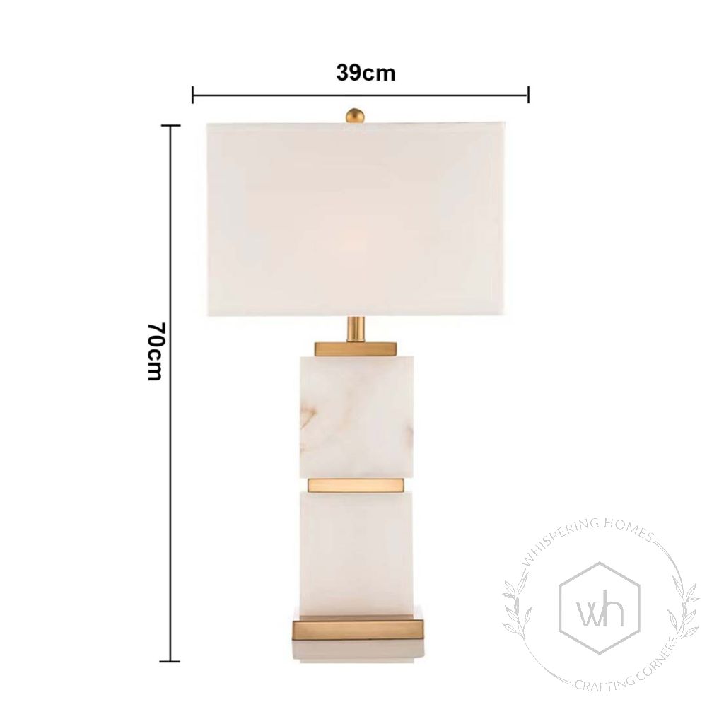 Colten Marble Table Lamp with White Shade