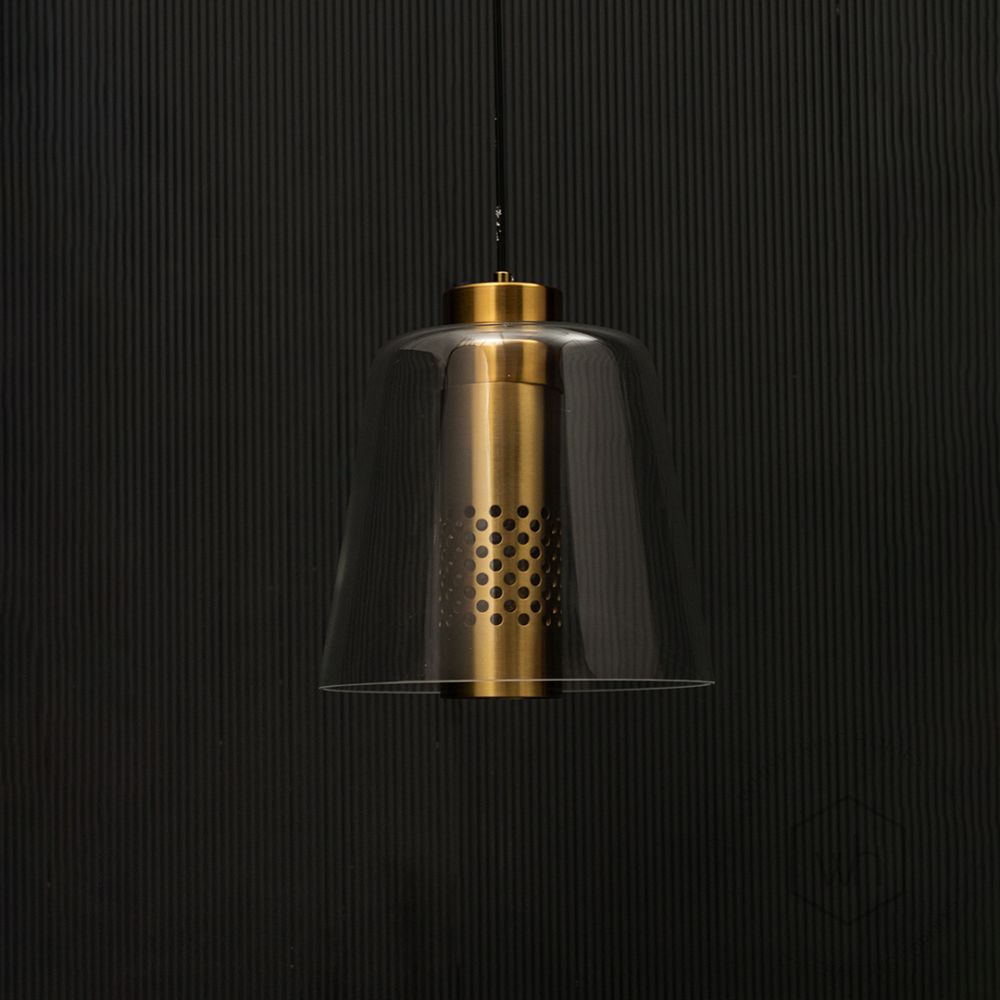 Conical Mesh Hanging Light - Transparent Light Off Black Background