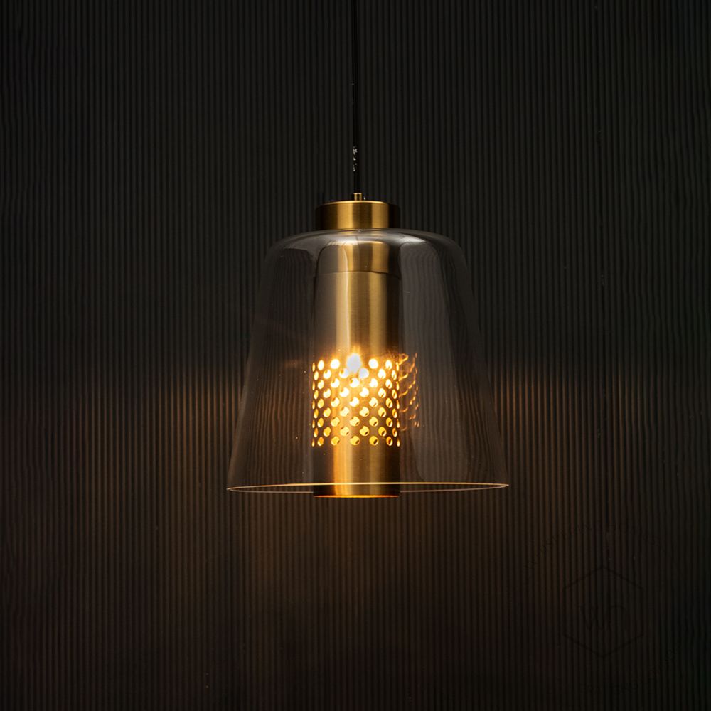 Conical Mesh Hanging Light - Transparent Light On Black Background