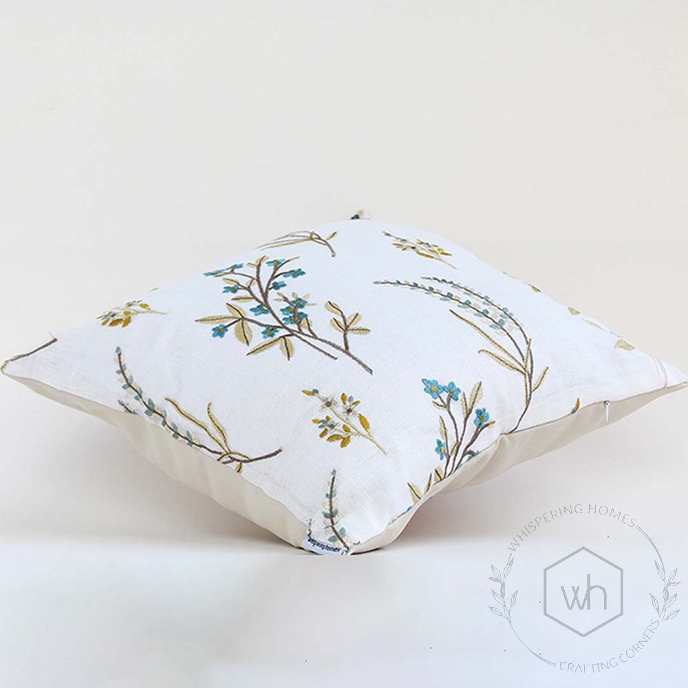 Cotton Cushion Covers Embroidered With Blossoms