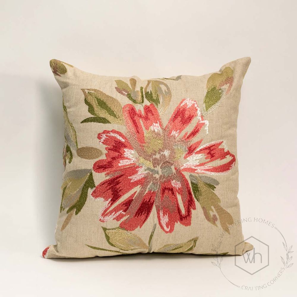 Embroidered Floret Designer Cotton Cushion Cover