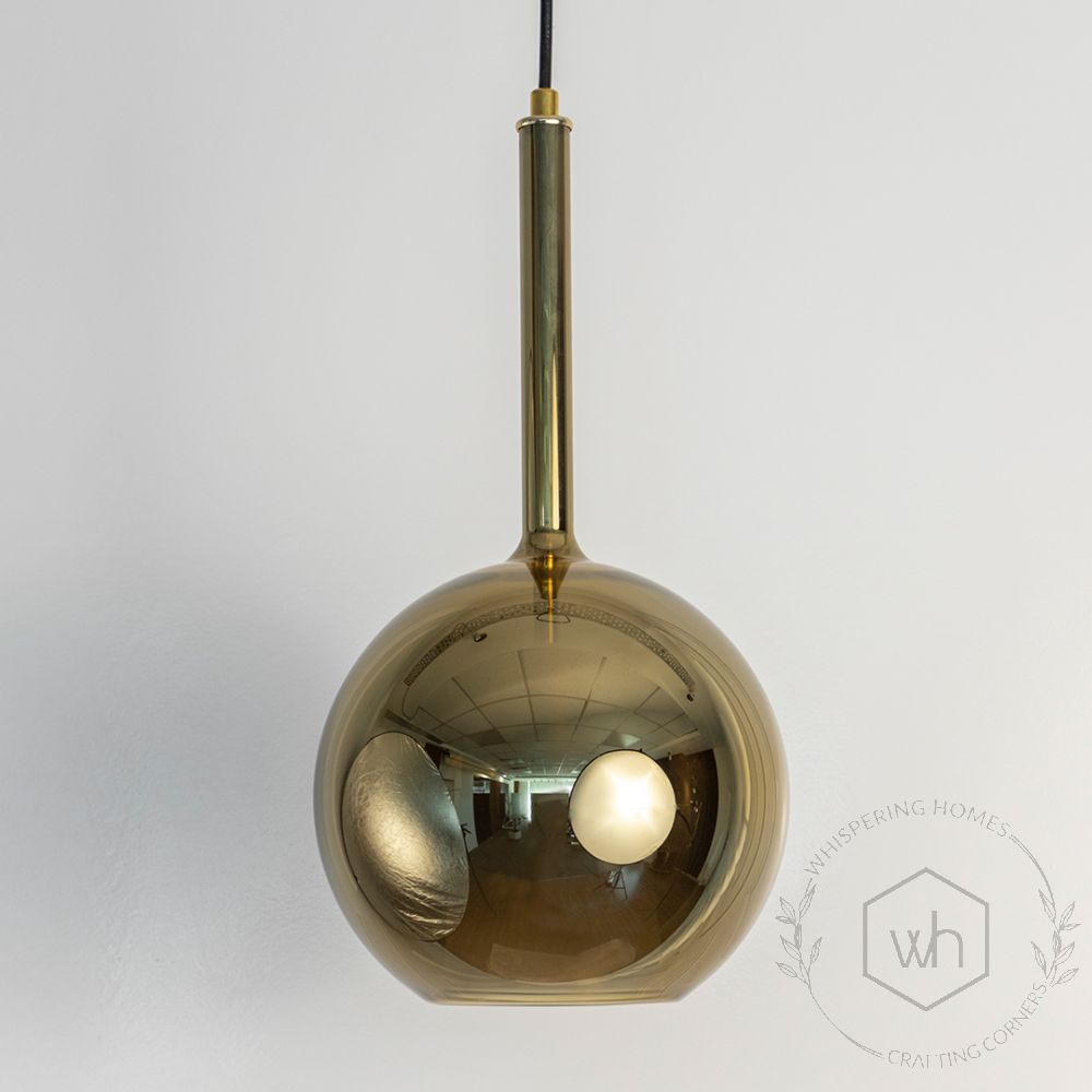 Deko Gold Glass Hanging Light Closeup