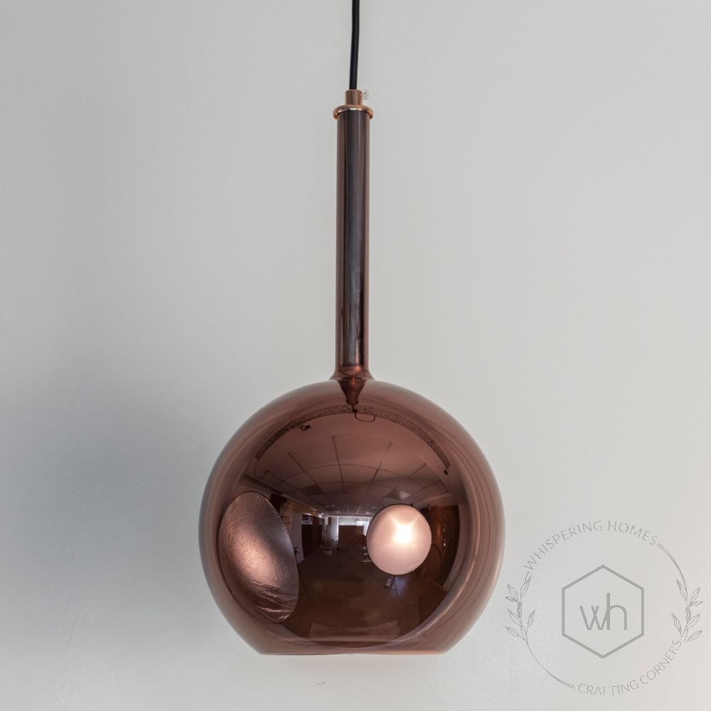 Deko Rose Gold Glass Hanging Light Closeup