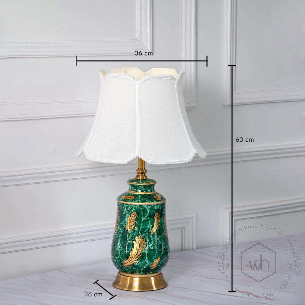 Tuthill Green Ceramic Table Lamp with White Shade