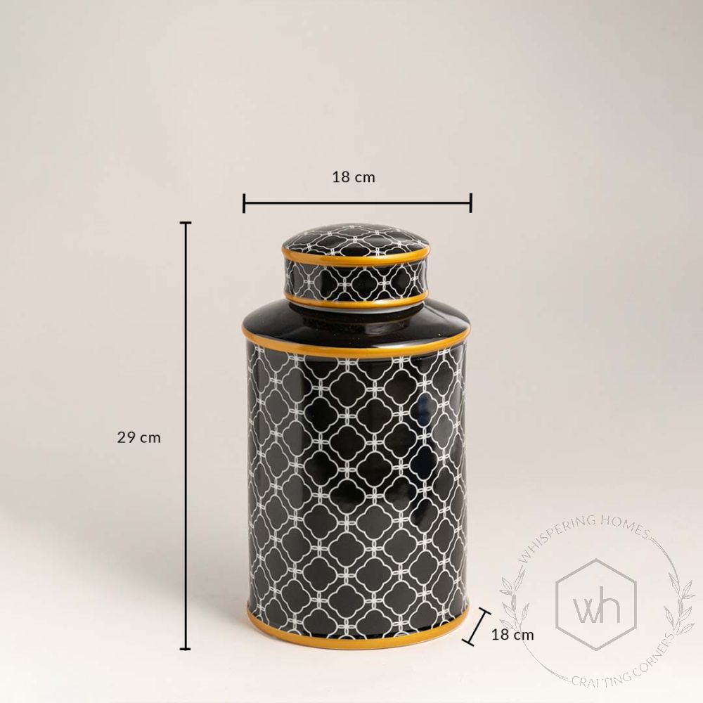 Black Luxe Ceramic Jar - Small Dimensions