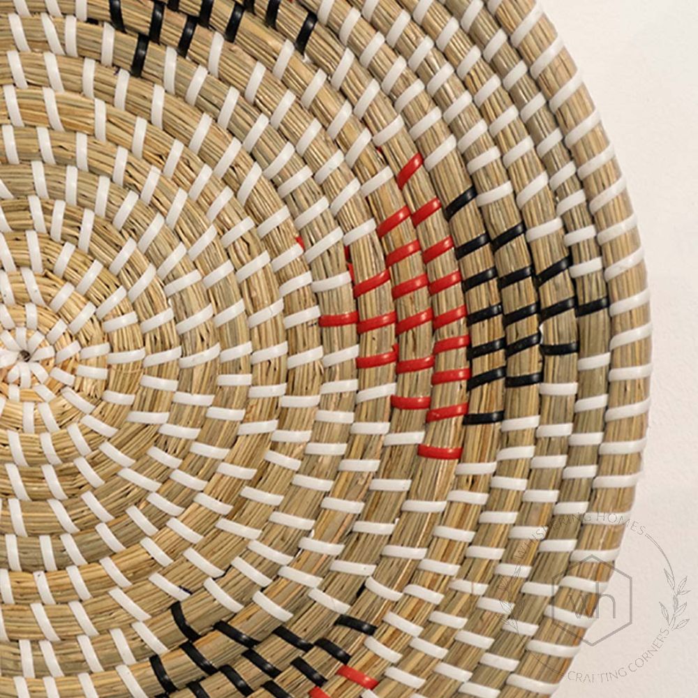 Diyama Multi-Patterned Handwoven Wall Basket Closeup