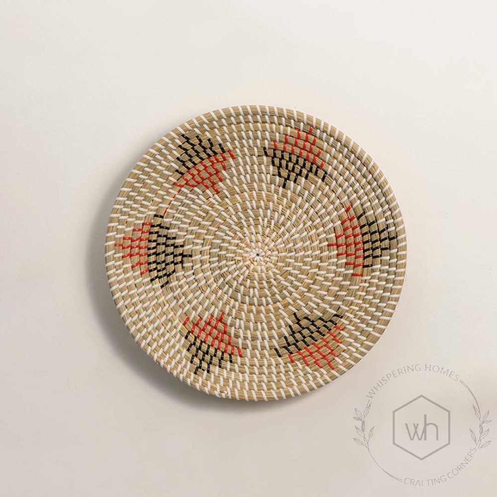 Diyama Multi-Patterned Handwoven Wall Basket White Background