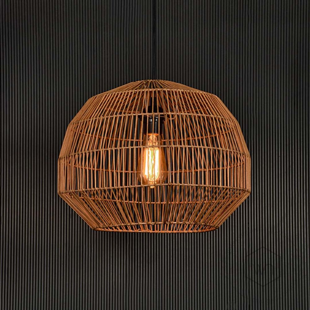 Dome Stripe Pendant Bamboo Lamp