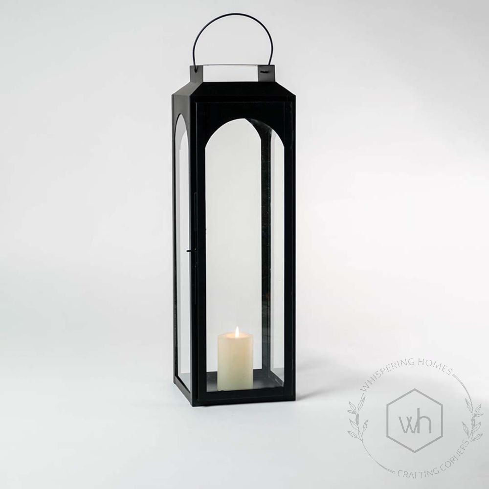 Ebony Black Lantern - Extra Large Light On White Background