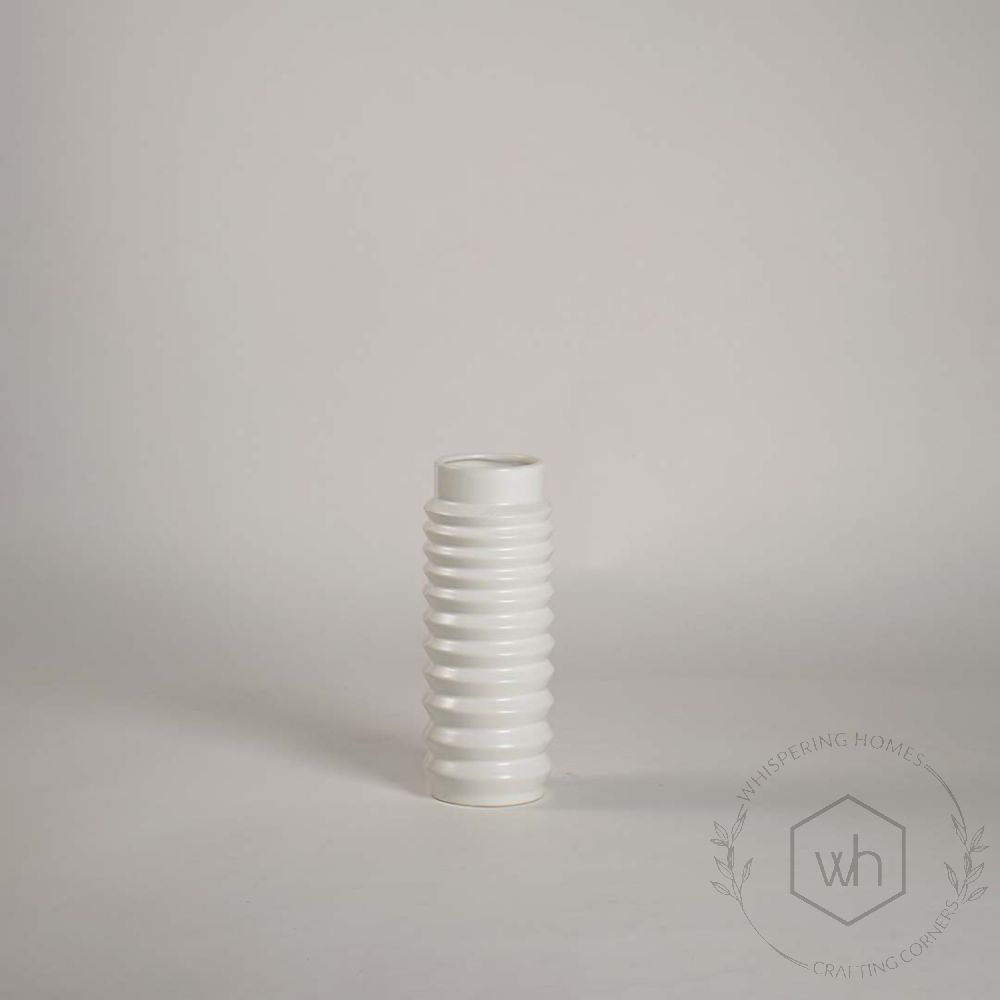 Edvin Ceramic Flower Vase - White