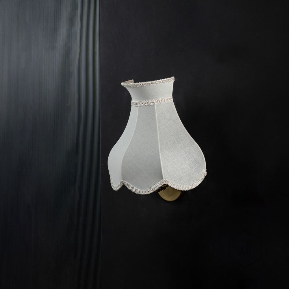 Elegant Ivory Half Shade Wall Sconce with Simple Round Base in Antique Brass Finish