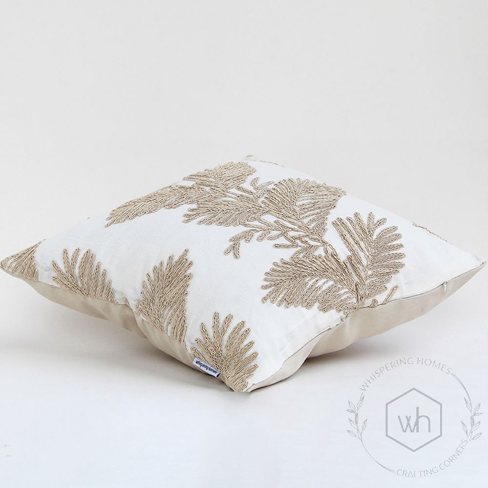 Elegantly Embroidered Cotton Cushion Cover