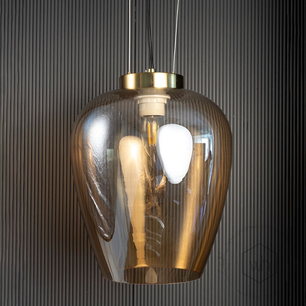 Elian Glass Pendant Lamp Light Off Black Background