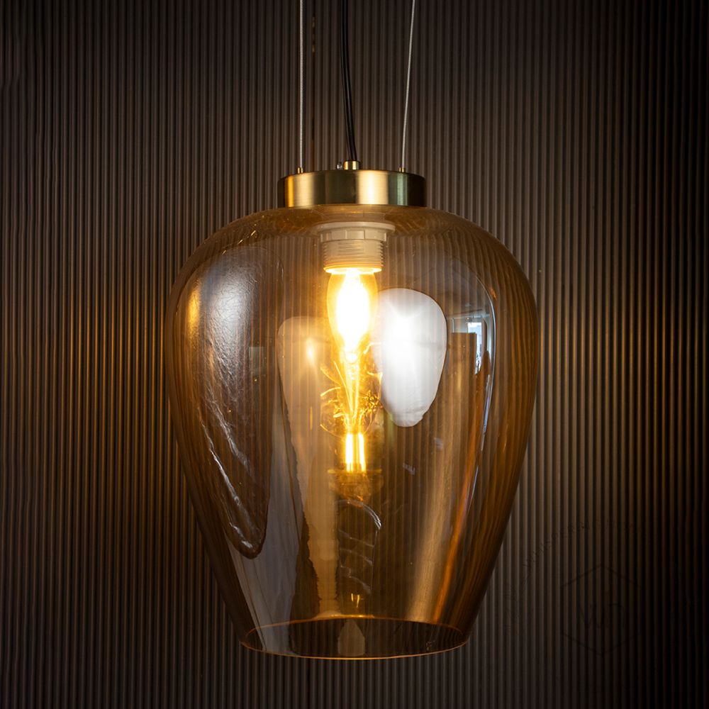 Elian Glass Pendant Lamp Light On Black Background