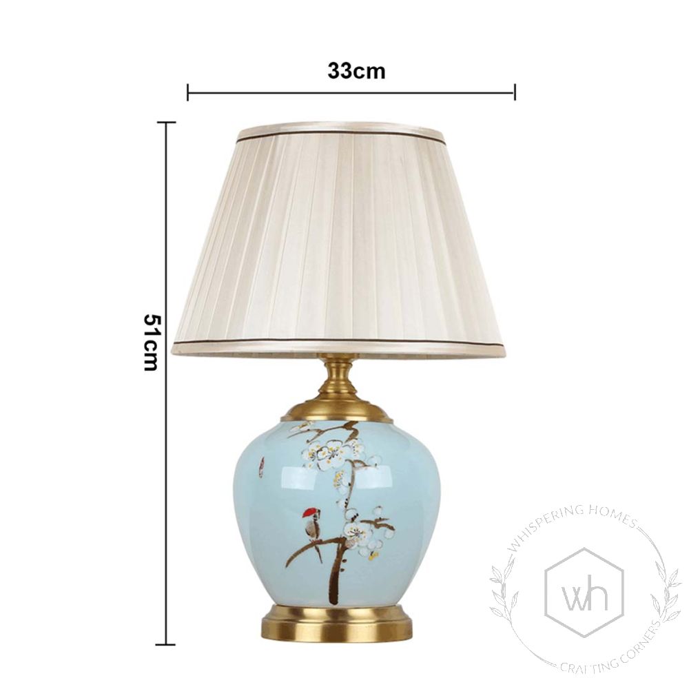 Elicia Blue Ceramic Table Lamp with White Shade