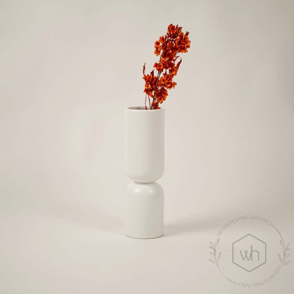 Elio Ceramic Flower Vase - White