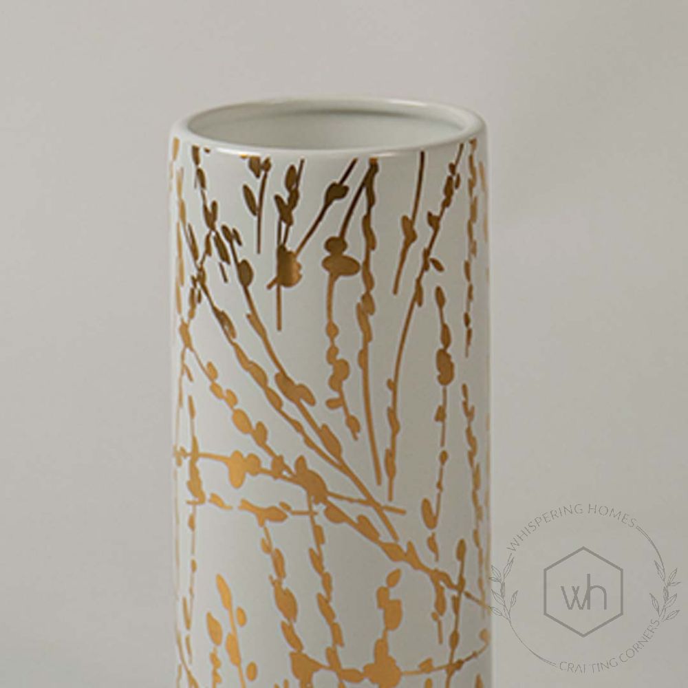 Emalia White Ceramic Flower Vase - Medium