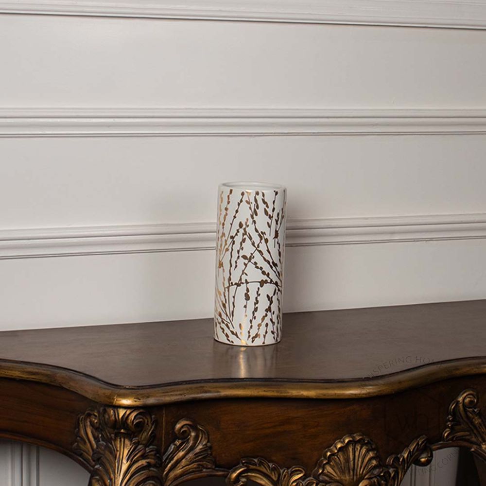 Emalia White Ceramic Flower Vase - Medium