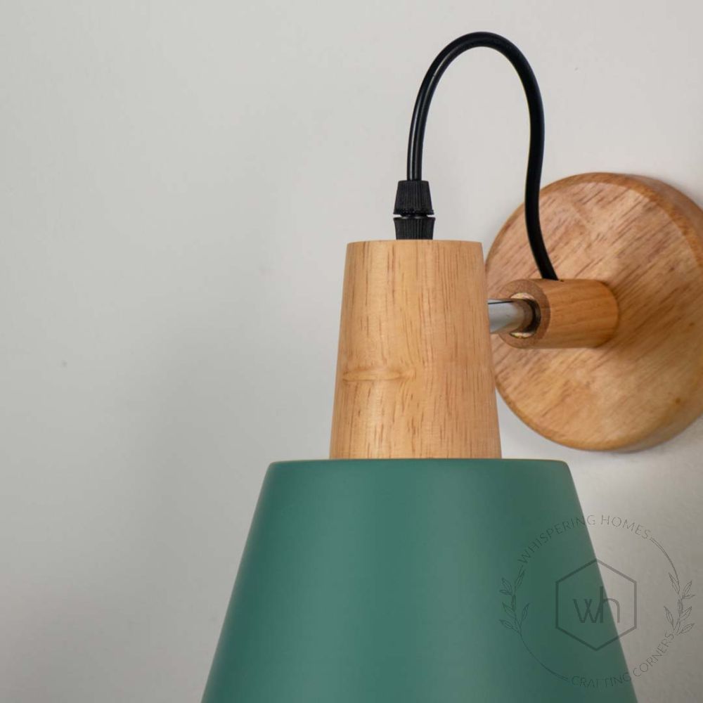 Empire Wooden Wall Light - Green Closeup