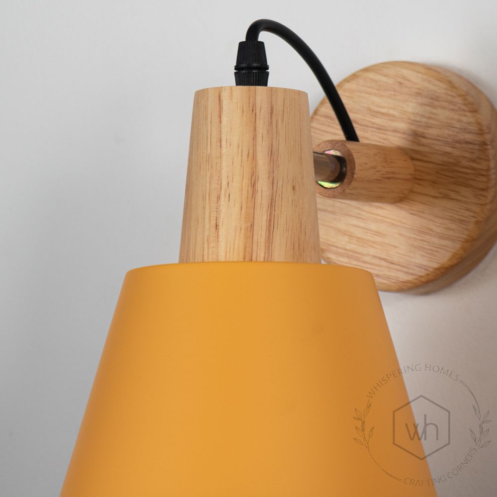 Empire Wooden Wall Light - Yellow Closeup