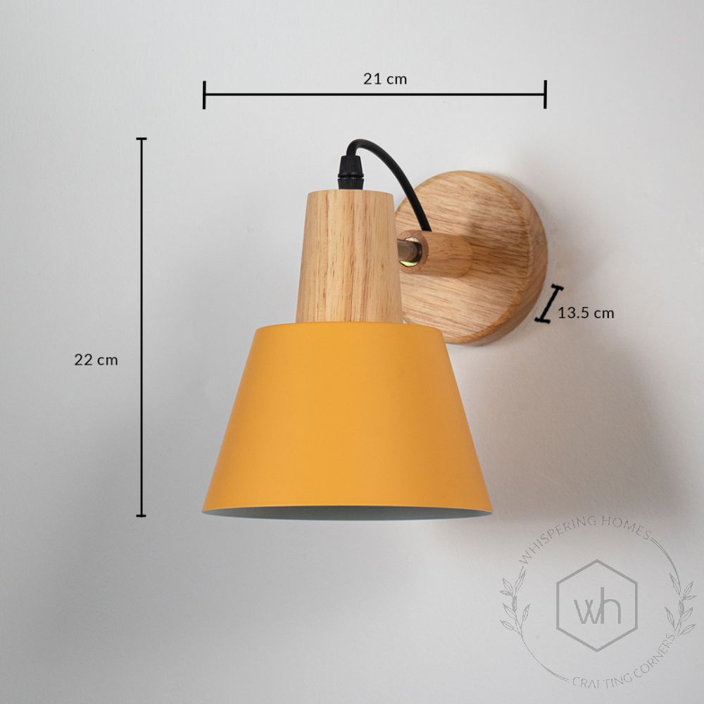 Empire Wooden Wall Light - Yellow Dimensions