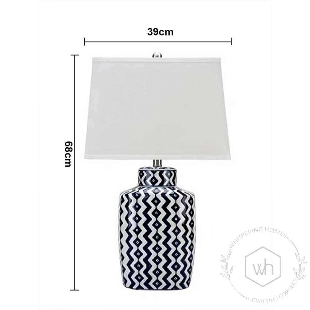Esquer Blue Ceramic Table Lamp with White Shade