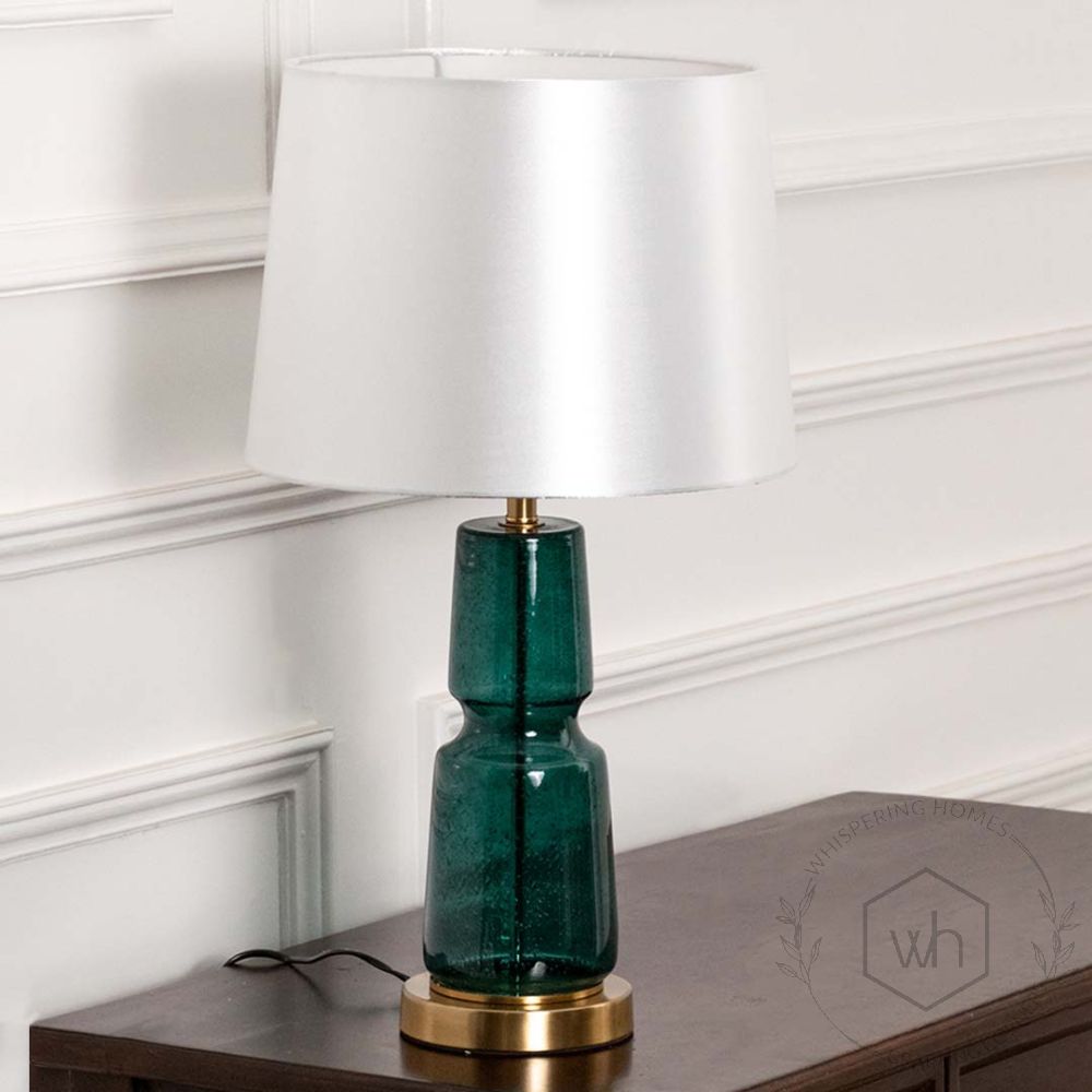 Estill Green Glass Table Lamp with White Shade