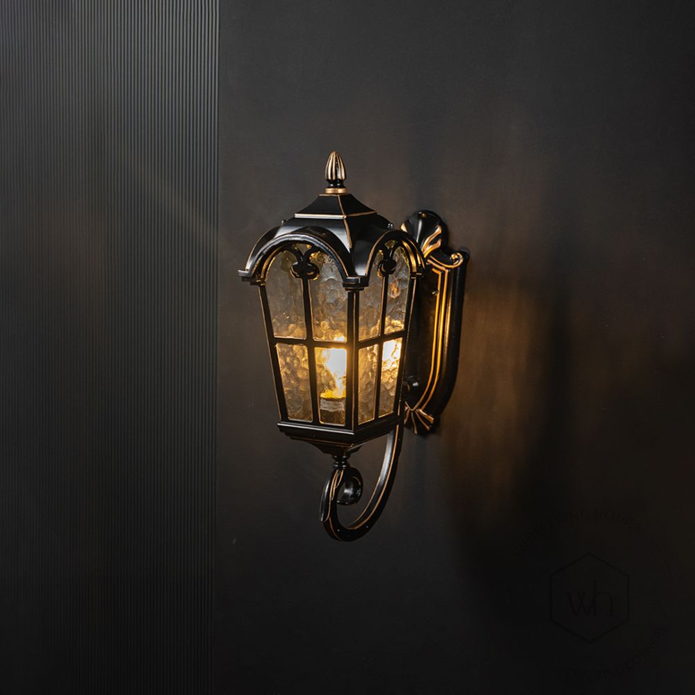 Europe Outdoor Wall Light - Black Light On Black Background