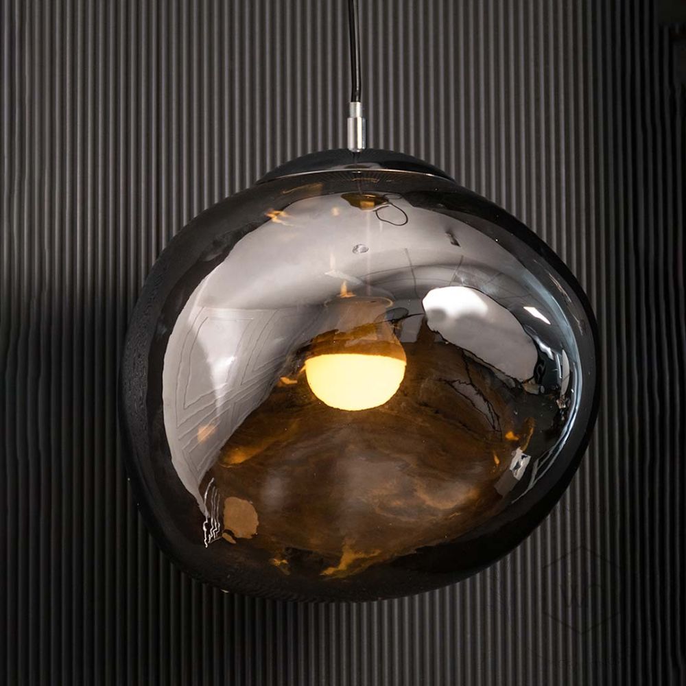 European Style Glass Shade Pendant Lamp Light On Black Background