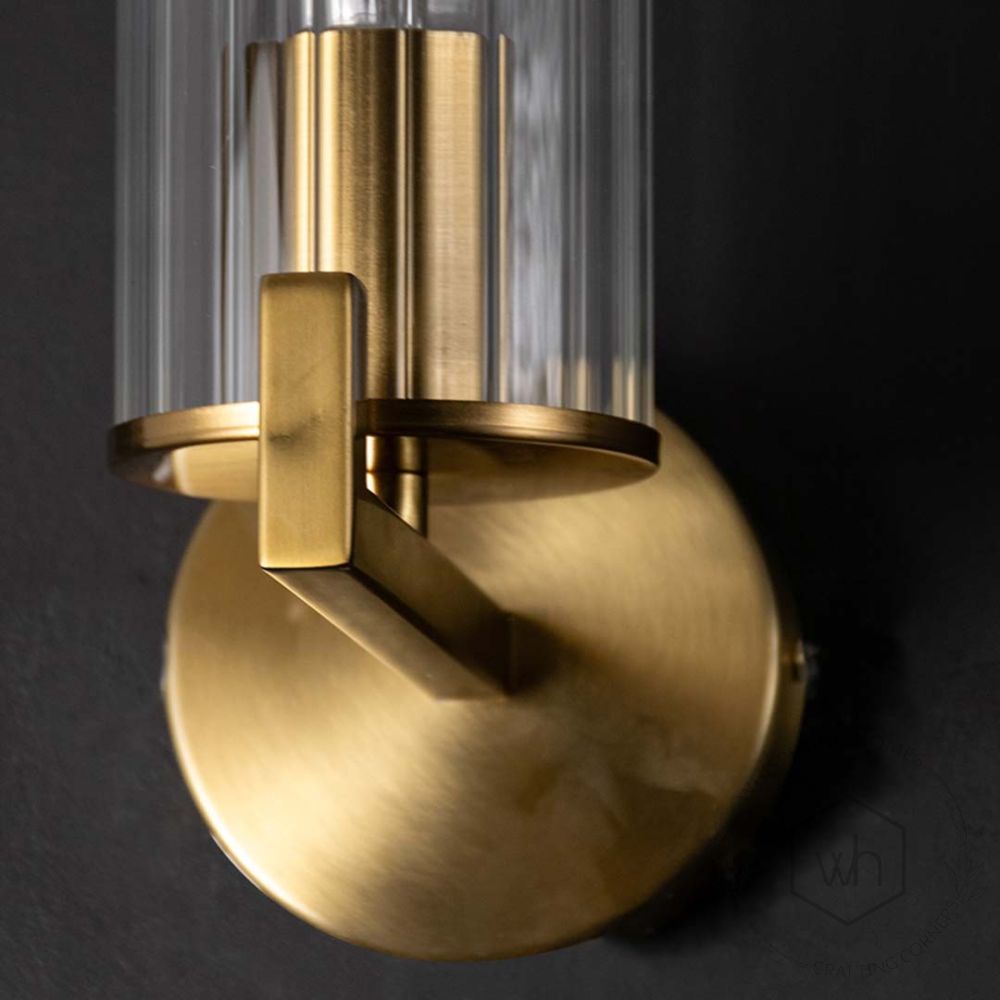 Evolve Single Nordic Style Modern Golden Metal & Glass Light Closeup