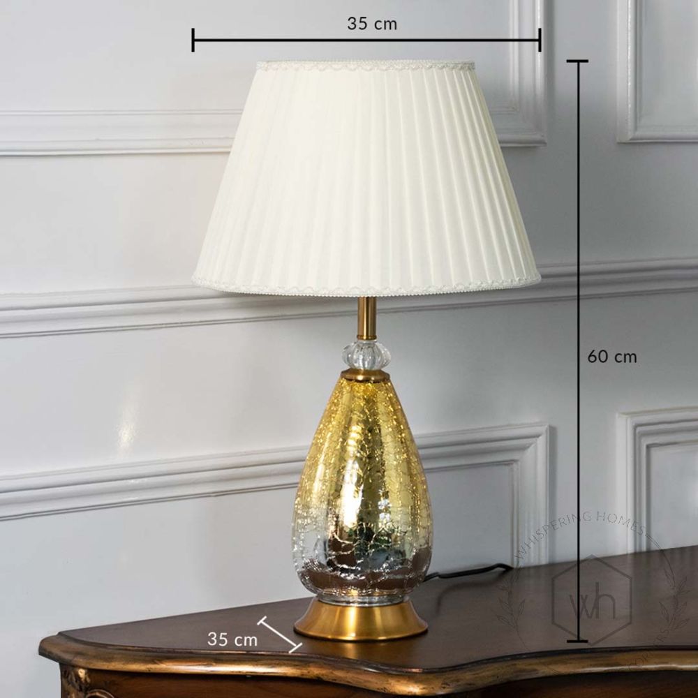 Fabula Golden Glass Table Lamp with White Shade Dimensions