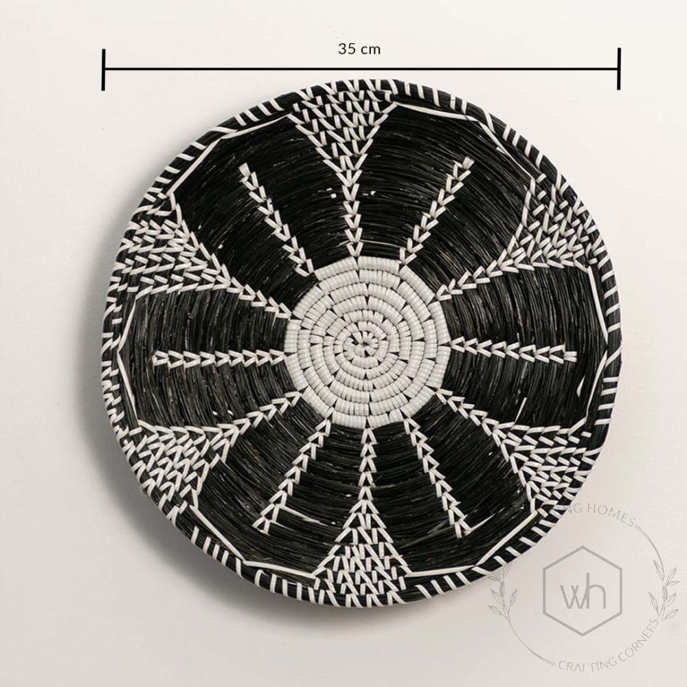 Floral Black-White Decorative Wall Basket Dimensions