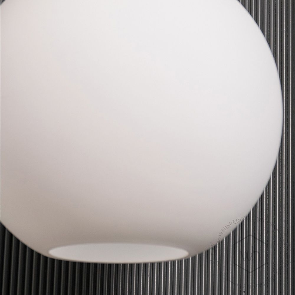 Frosted Glass Globe Gold Metal Pendant Light Closeup